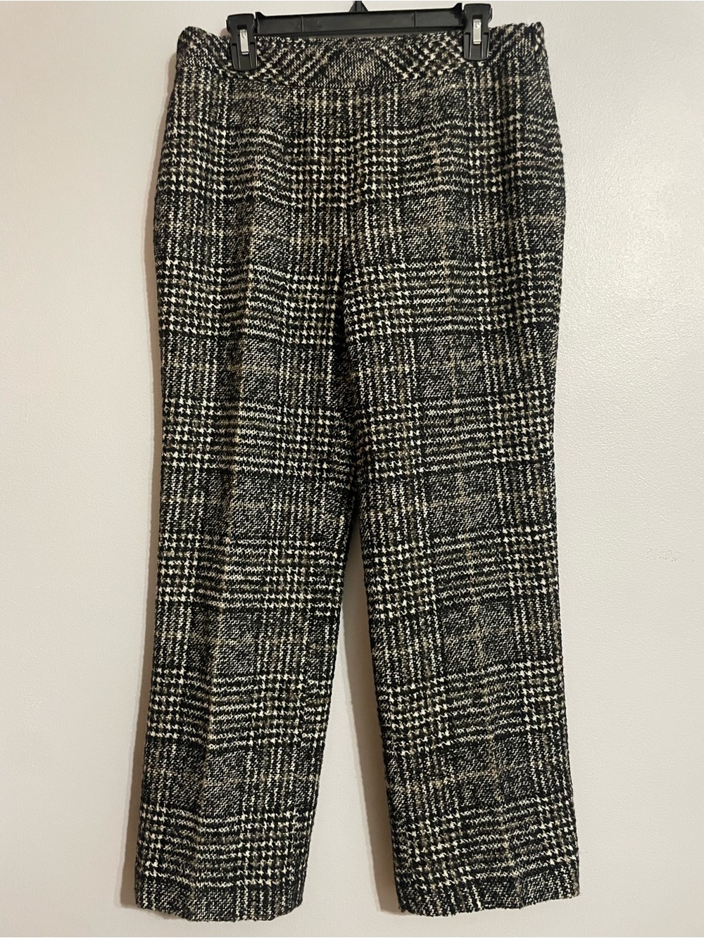 Akris Punto Black and White Plaid Wool-Blend Trousers